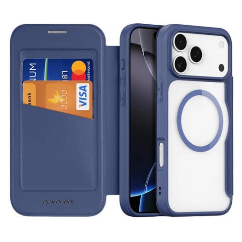 Funda de cuero DUX DUCIS Skin X Pro Series para iPhone 17 Pro, con Magsafe, PC y TPU (azul)