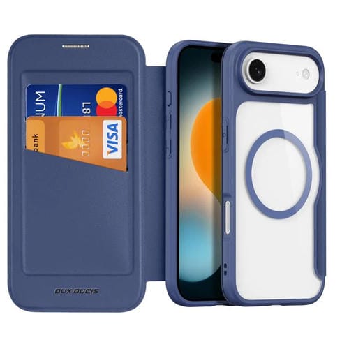 Funda de cuero DUX DUCIS Skin X Pro Series para iPhone 17 Air (azul) con Magsafe PC + TPU