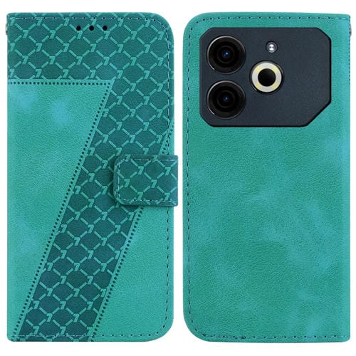 Funda de Cuero con Relieve en Forma de Siete para Tecno Pova 6 Neo (Verde)