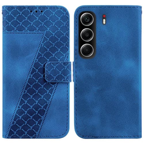 Funda de cuero con relieve de siete formas para Tecno Camon 40 (azul)