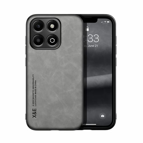 Funda de Cuero Magnética para Honor X6B con Tacto Agradable (Gris Claro)