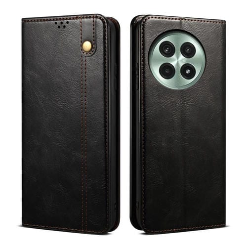 Funda de Cuero Crazy Horse con Cera de Aceite para OnePlus 13 (Negra)