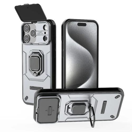 Funda deslizante Camshield de TPU + PC a prueba de golpes con soporte para iPhone 17 Pro Max (gris)