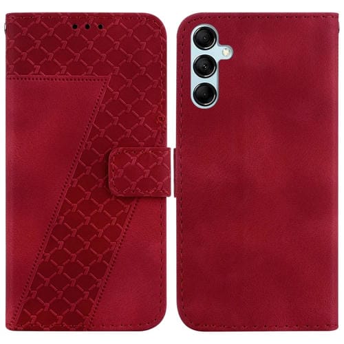 Funda de Cuero Samsung Galaxy A15 Relieve en Forma de 7 (Rojo)