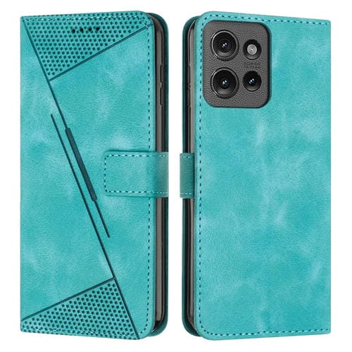 Funda de Cuero Triangular para Motorola Edge 50 Dream con Cordón (Verde)