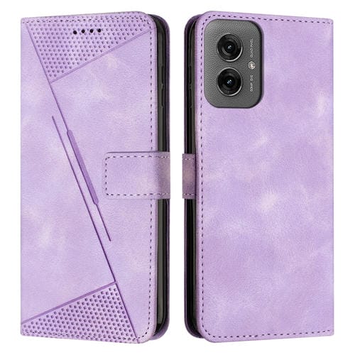 Funda de Cuero Triangular para Motorola Moto G55 Dream con Cordón (Morado)