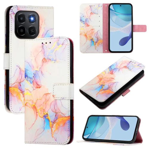 Funda de cuero con tapa y diseño de mármol para Honor X6c 4G PT003 (blanco mármol)