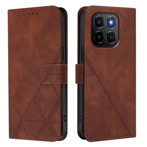 Funda de cuero con relieve 3D para Honor X6c 4G (marrón)