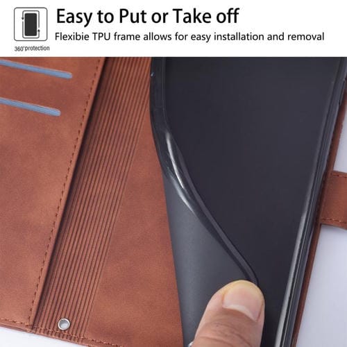 Funda de cuero con relieve 3D para Honor X6c 4G (marrón)