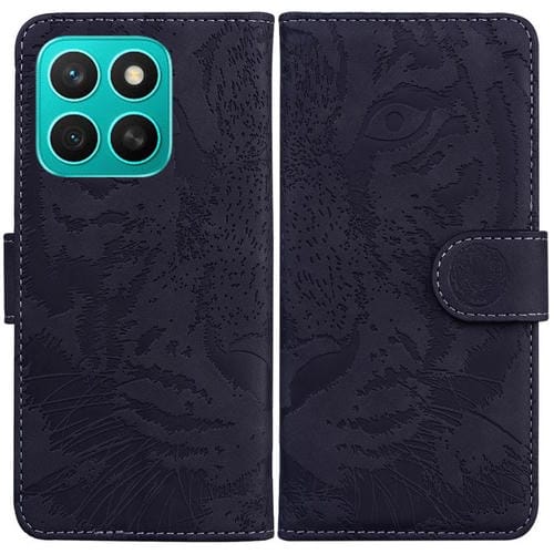 Funda de Cuero con Tapa y Estampado de Tigre para Honor X8C 4G (Negra)