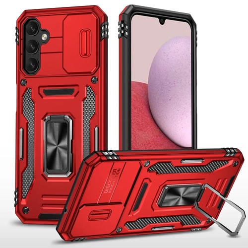 Funda para Teléfono Samsung Galaxy A15 Armor PC + TPU Camera Shield (Rojo)