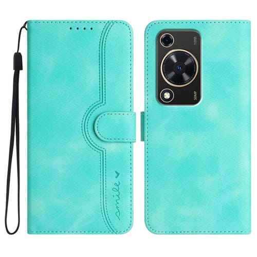 Funda de Piel para Huawei Nova Y72 con Diseño de Corazón (Azul Claro)