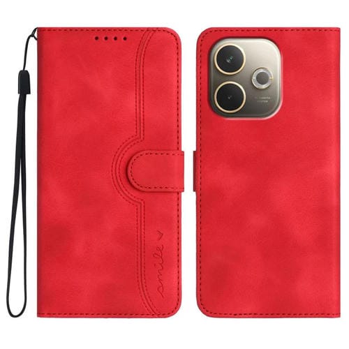 Funda de Piel con Diseño de Corazón para Oppo A5 Pro 5G (Roja)