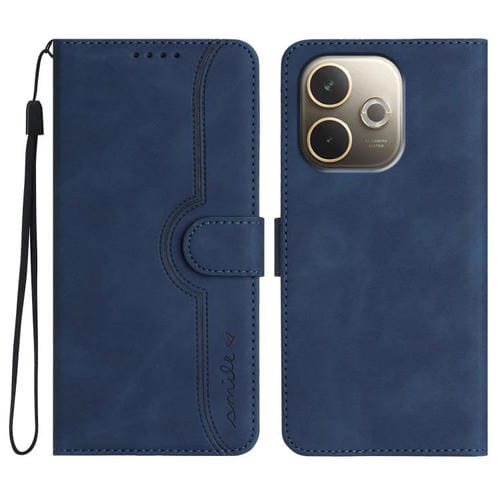 Funda de Piel con Diseño de Corazón para Oppo A5 Pro 5G (Azul Real)