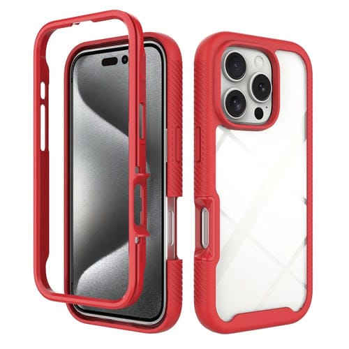 Funda para iPhone 16 Pro Starry Sky TPU Transparente a Prueba de Golpes (Rojo)