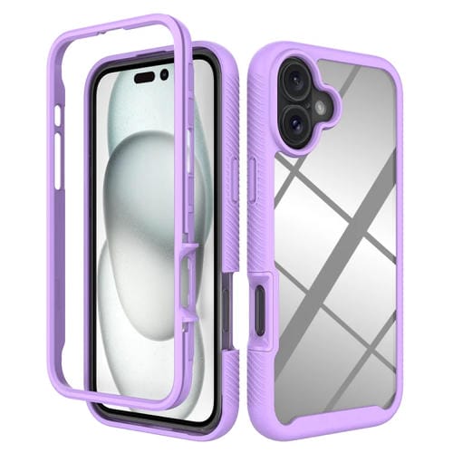 Funda para iPhone 16 Plus TPU Transparente Prueba de Golpes Diseño Cielo Estrellado (Morado)