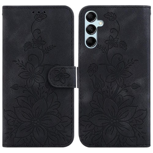 Funda de Cuero para Samsung Galaxy A15 con Relieve Lily (Negro)
