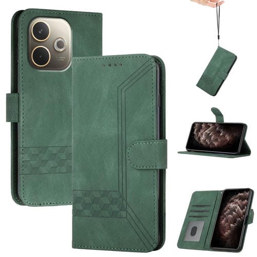 Funda de Cuero con Tapa Cúbica para Oppo A5 Pro 5G (Verde)
