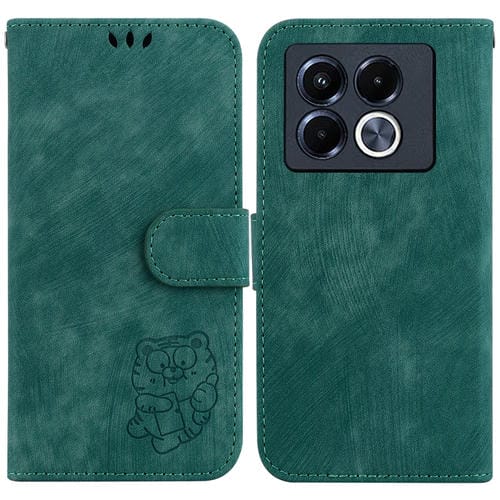 Funda de Cuero con Relieve de Tigre para Teléfono Infinix Note 40 5G (Verde)