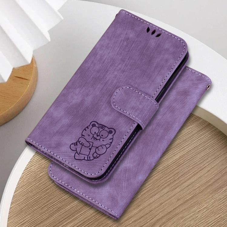 Funda de cuero con relieve de tigre para Infinix Hot 50 Pro 4G (morado)