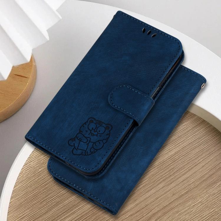 Funda de cuero con relieve de tigre para Infinix Zero 40 4G/5G (azul oscuro)