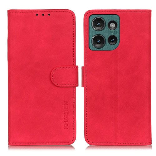 Funda de Cuero Khazneh con Textura Retro para Motorola Edge 50 (Rojo)