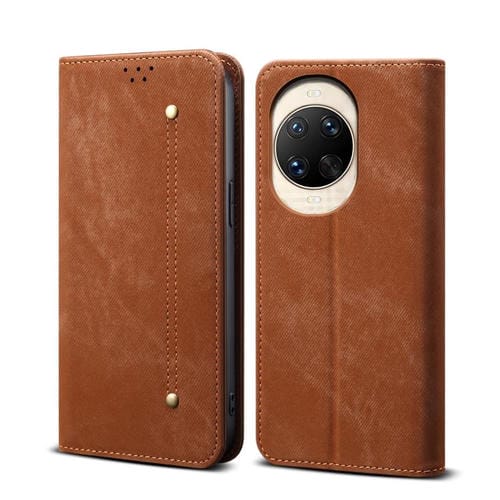 Funda de cuero con textura vaquera para Huawei Nova 14 Pro (marrón)