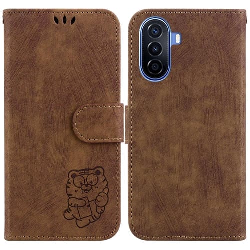 Funda para Huawei Nova Y61 Enjoy 50Z Cuero con Relieve Little Tiger (Marrón)