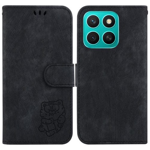 Funda de Cuero con Relieve de Tigre para Honor X8C 4G (Negra)