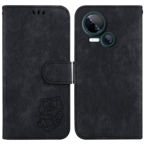 Funda de Cuero En Relieve para Tecno Spark 10 5G Little Tiger (Negro)