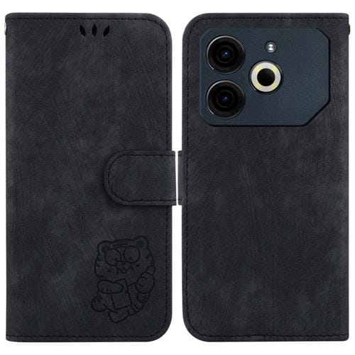 Funda de Cuero con Relieve de Tigre para Tecno Pova 6 Neo (Negro)