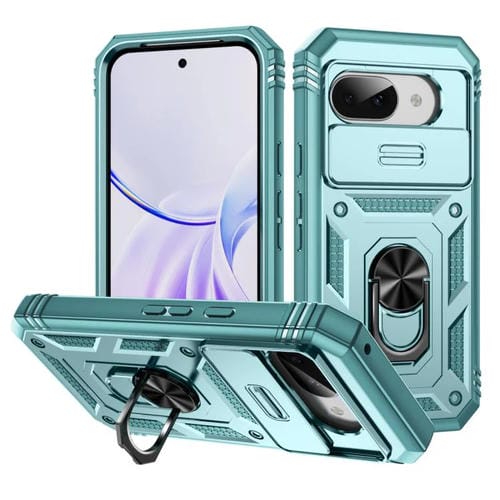 Funda para Teléfono Google Pixel 9A TPU + PC con Soporte y Protección Deslizante (Verde)