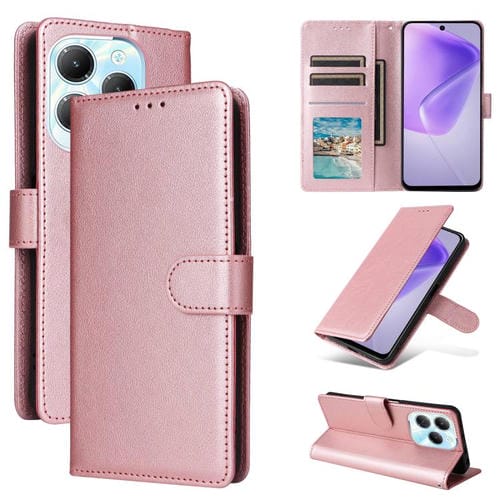 Funda de cuero multifuncional con 3 ranuras para tarjetas para Infinix Hot 40/40 Pro (oro rosa)