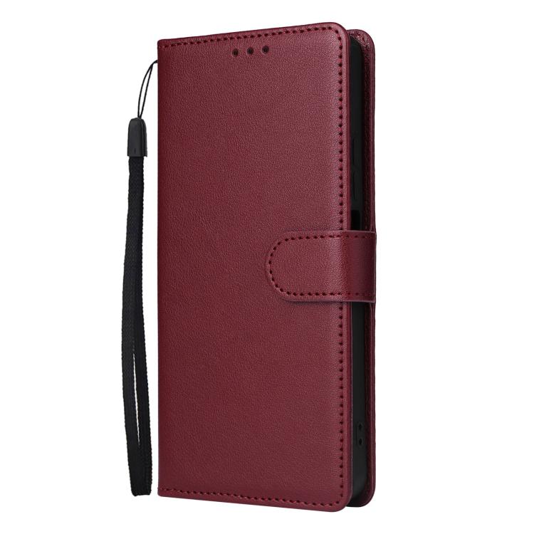 Funda de cuero multifuncional con 3 ranuras para tarjetas para Infinix Hot 40/40 Pro (rojo vino)