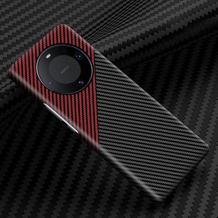 Funda para Huawei Mate 60 Pro a Prueba de Golpes de Fibra de Carbono (Negro Rojo)