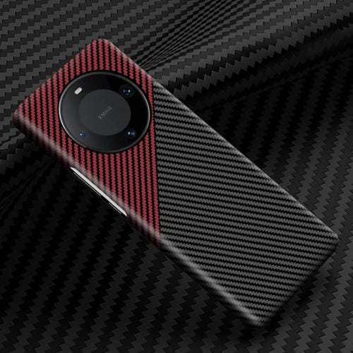 Funda para Huawei Mate 60 Pro a Prueba de Golpes de Fibra de Carbono (Negro Rojo)