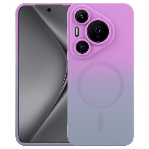 Funda para Teléfono Huawei Pura 70 de Silicona Líquida con Degradado y Magsafe (Morado y Gris)