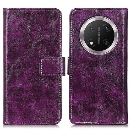 Funda de Cuero con Tapa Textura Caballo Loco Retro para Honor X9C (Morado)