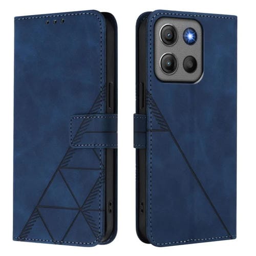 Funda de cuero con relieve 3D para Motorola Moto G15 Power (azul)