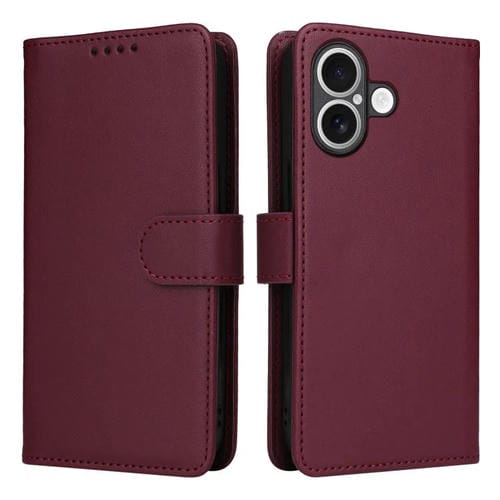 Funda BETOPNICE BN-005 2 en 1 desmontable de imitación de cuero genuino para iPhone 17 (rojo vino)