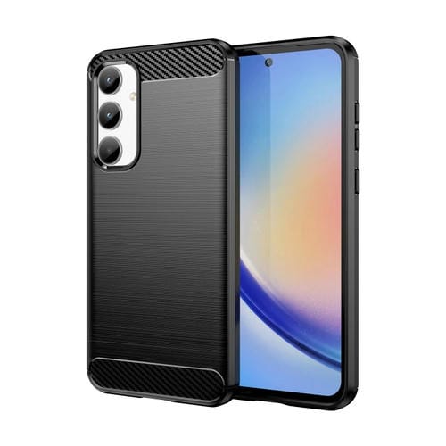 Funda de Teléfono TPU Samsung Galaxy A35 Fibra de Carbono Textura Cepillada (Negro)