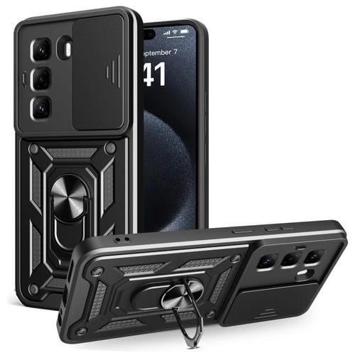 Funda para Teléfono Infinix Hot 50 Pro 4G con Cámara Deslizante TPU y PC (Negra)