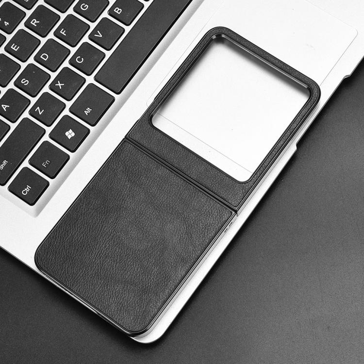 Funda Trasera para Tecno Phantom V Flip2 con Textura de Lichi (Negra)