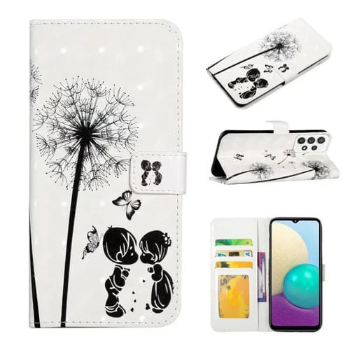 Funda para Teléfono Samsung Galaxy A23 Cuero Dibujo 3D Relieve Óleo (Pareja de Diente de León)
