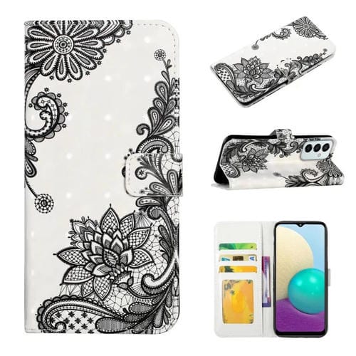 Funda para Teléfono Samsung Galaxy M23 Cuero Dibujo 3D Relieve al Óleo (Flor de Encaje)