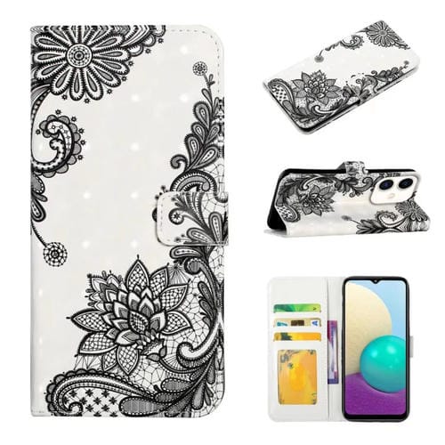 Funda para Teléfono Samsung Galaxy A05 Cuero Dibujo 3D Relieve al Óleo (Flor de Encaje)