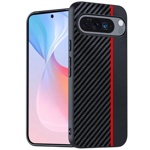 Funda ultrafina con textura de fibra de carbono para Google Pixel 10/10 Pro (negro y rojo)