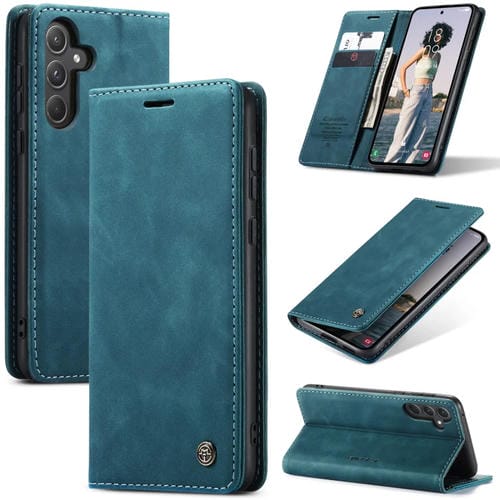 Funda para Teléfono Caseme 013 para Samsung Galaxy A55 5G Cuero con Tapa Horizontal Multifuncional (Azul)