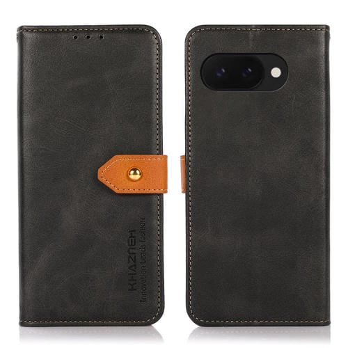 Funda de Cuero Khazneh con Tapa y Textura Piel de Vaca para Google Pixel 9A (Negra)