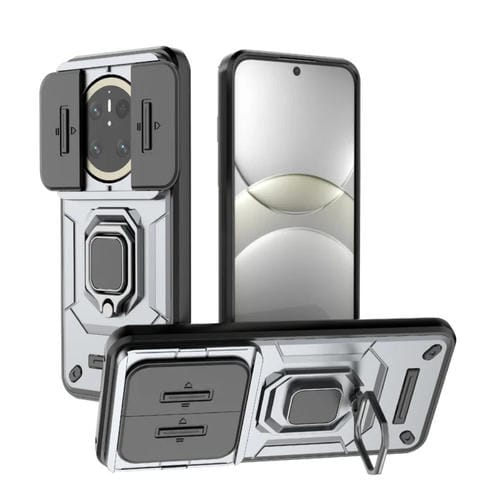 Funda para Teléfono Huawei Mate 70 5G con Soporte y Carcasa Deslizante TPU y PC (Gris)